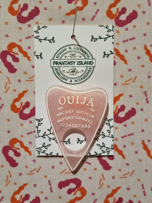 Pink & White Planchette Brooch