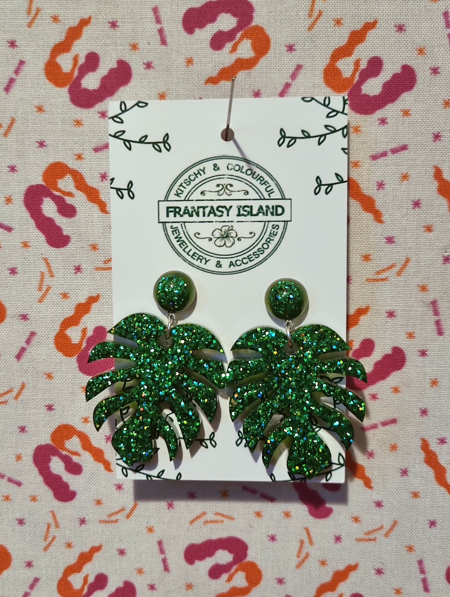 Kelly Green Holographic Monstera Leaves