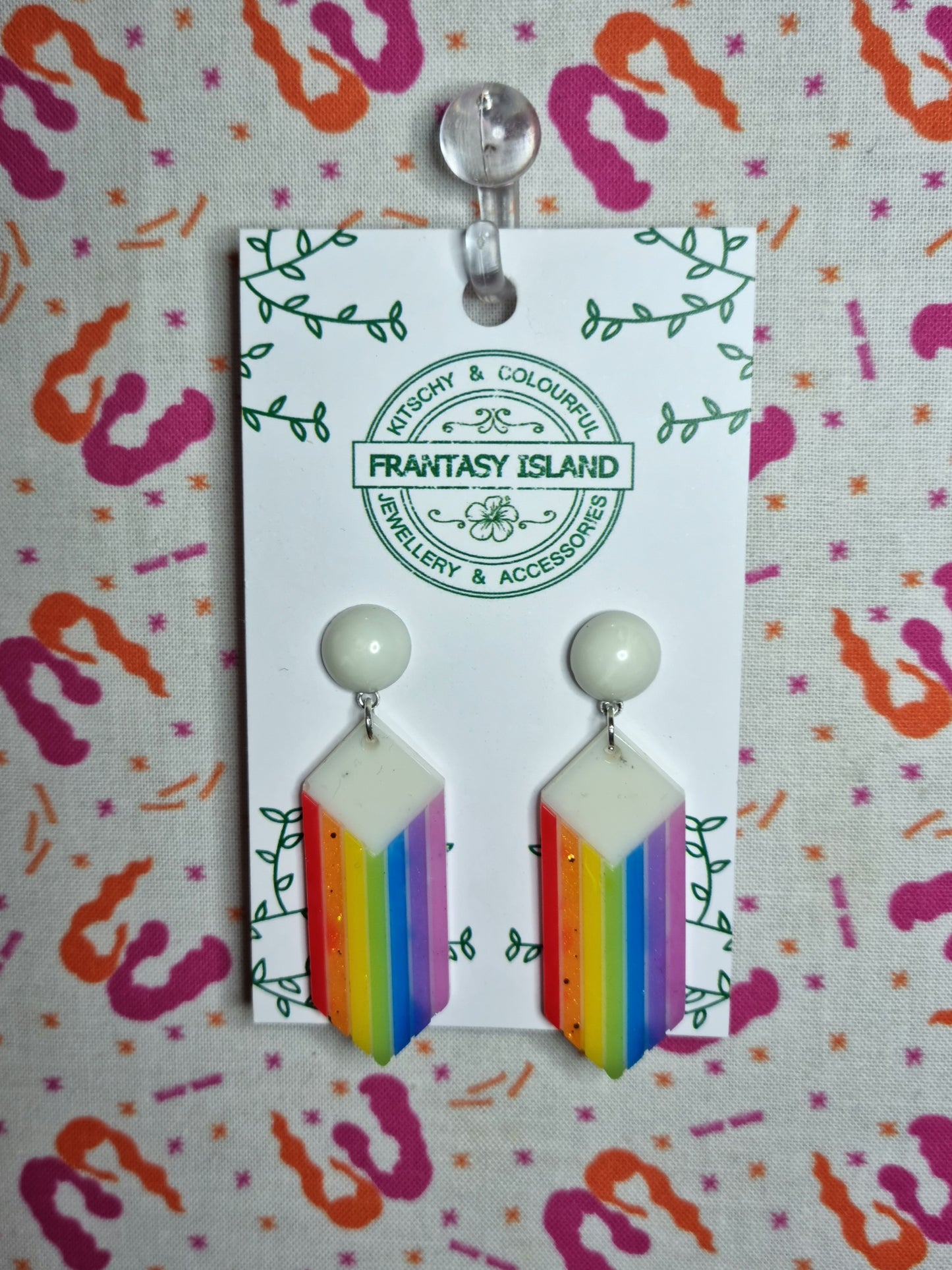 Retro Rainbow Pennant Earrings