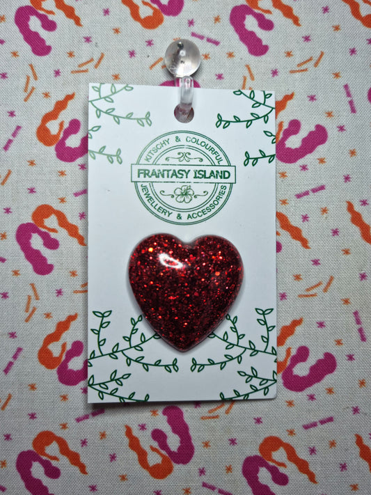 Red Glitter Heart Pin