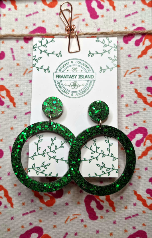 Emerald Glitter Hoops
