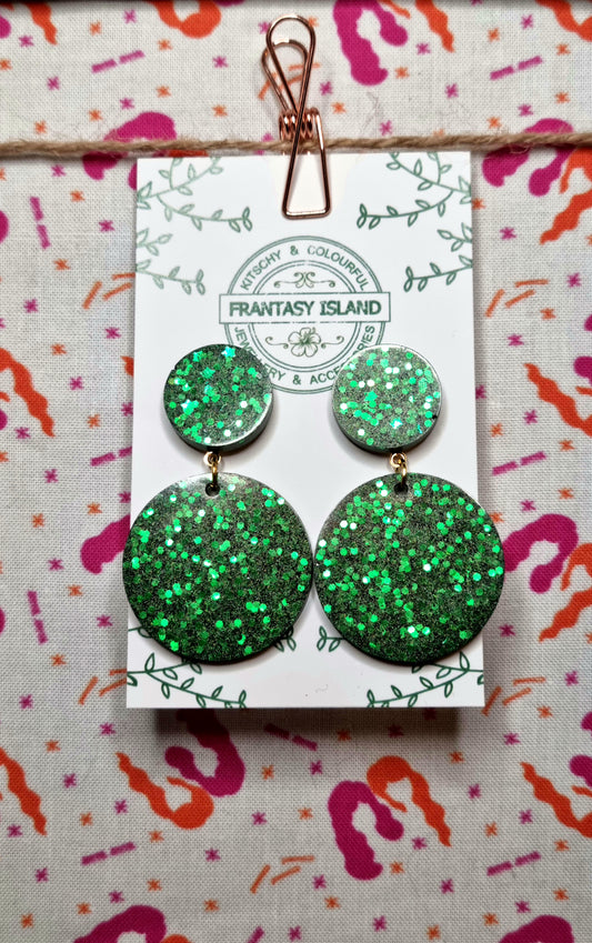 Emerald Glitter Disc Drops