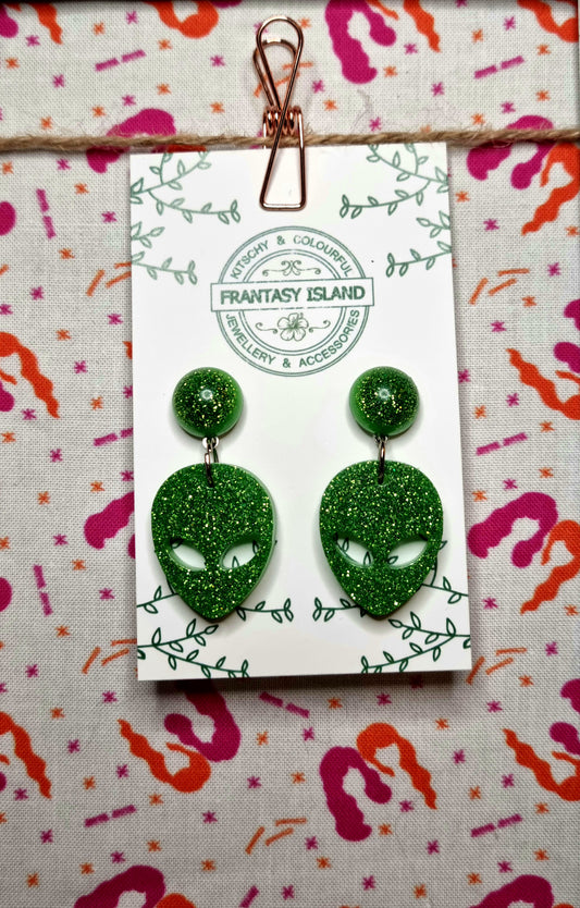 Apple Green Glitter Aliens