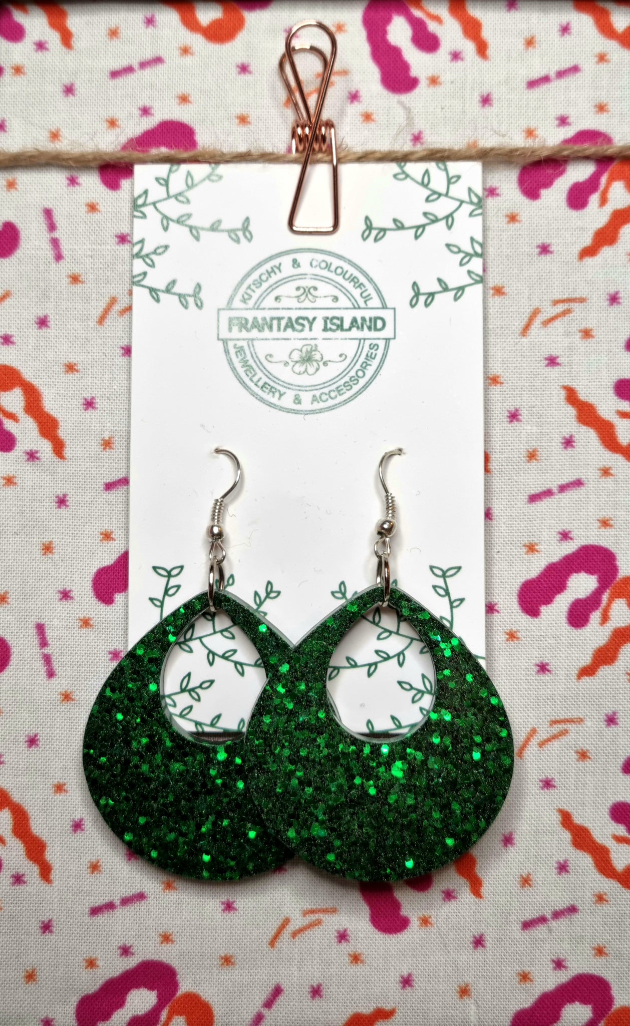 Emerald Glitter Teardrops