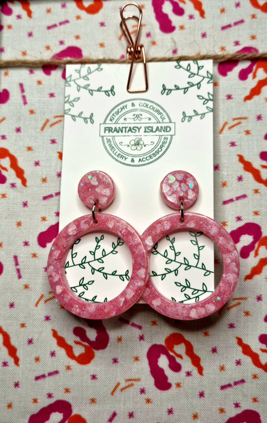 Candy Pink Glitter Hoops