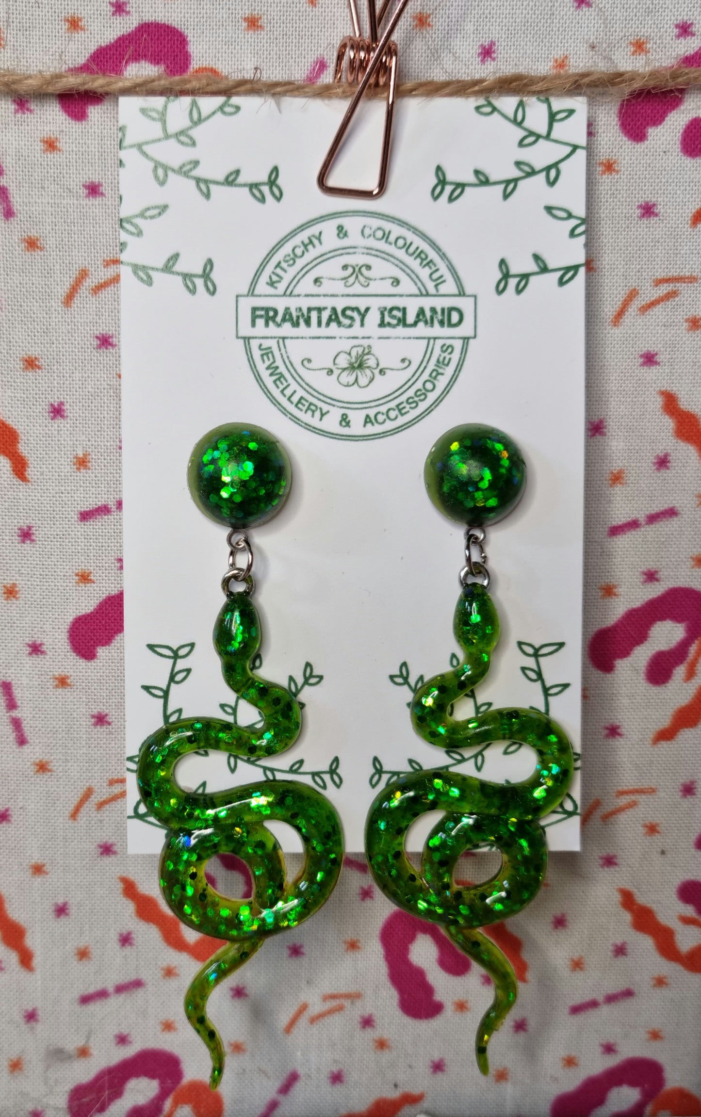 Emerald Glitter Snake Drops