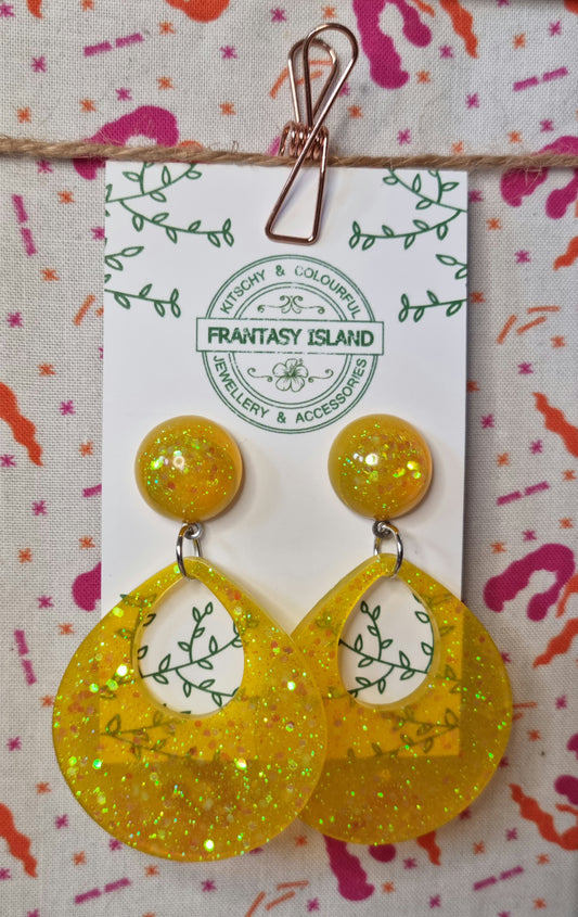 Yellow Glitter Teardrops