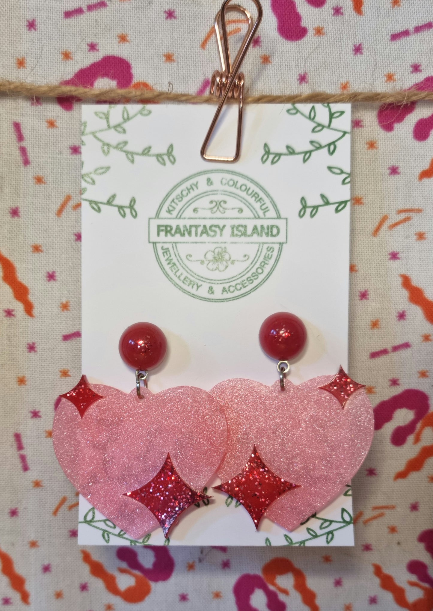 Pink and Red Glitter Hearts