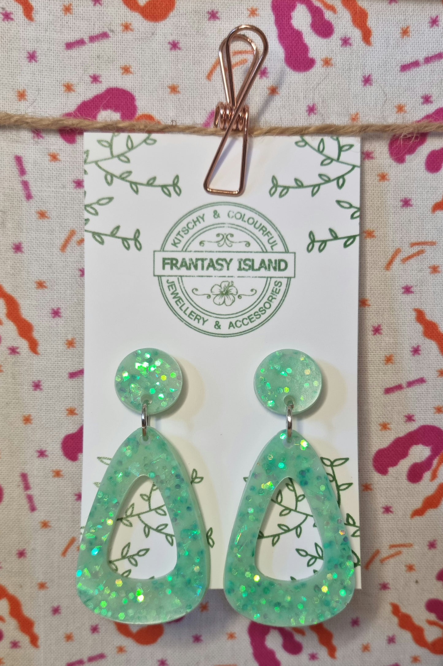 Mint Glitter Teardrops