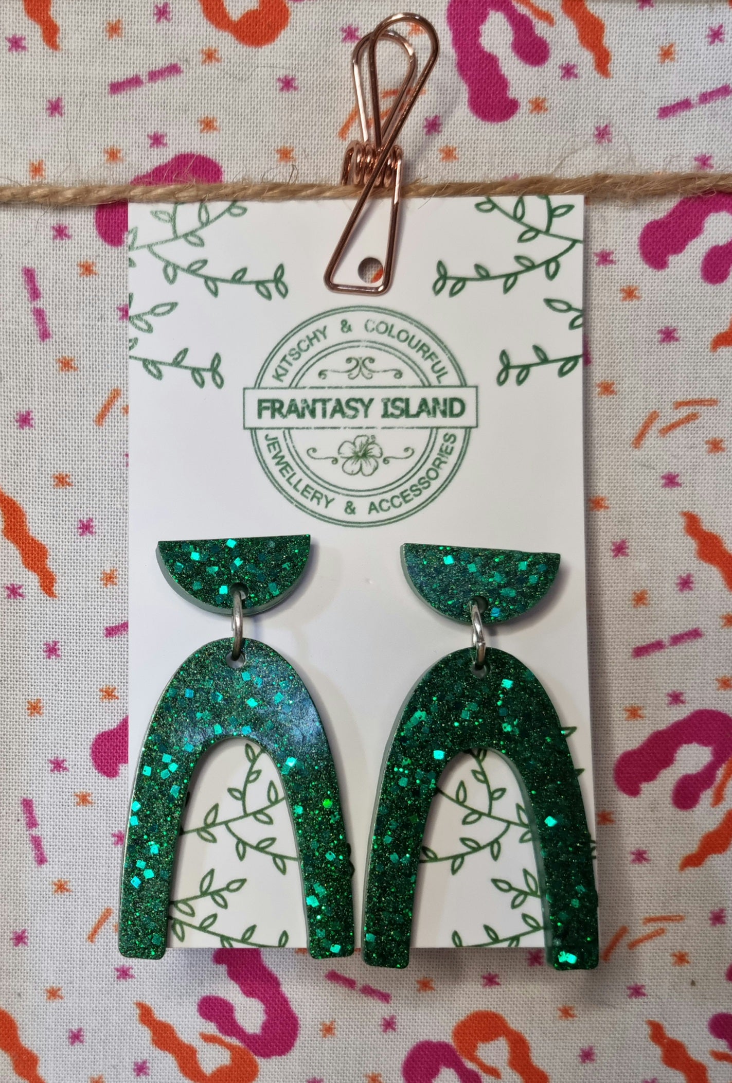 Forest Green Glitter Arch Drops