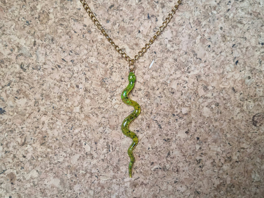Apple Green Snake Necklace