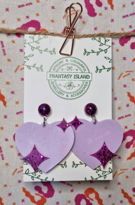 Purple & Lilac Glitter Hearts