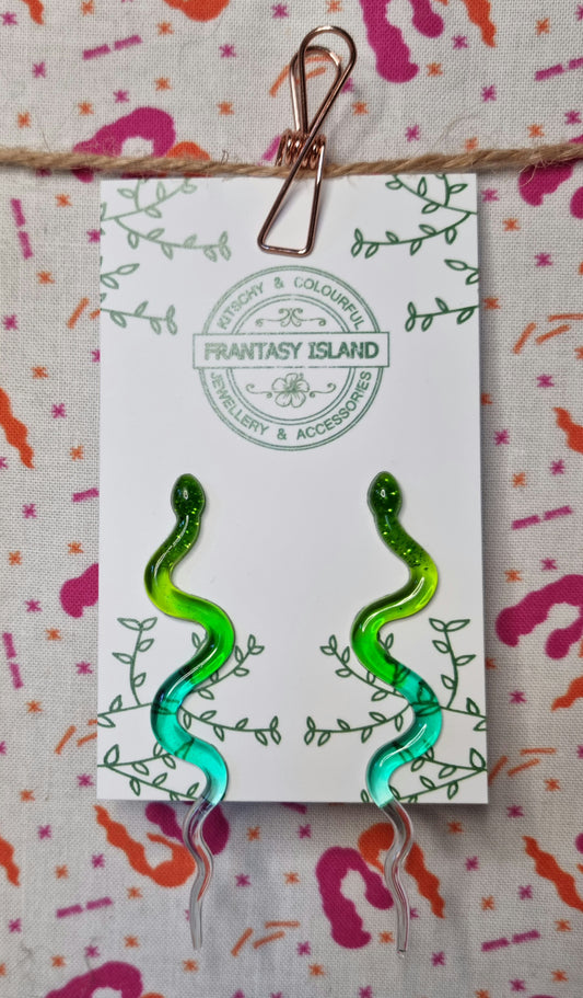 Green Ombre Snake Studs