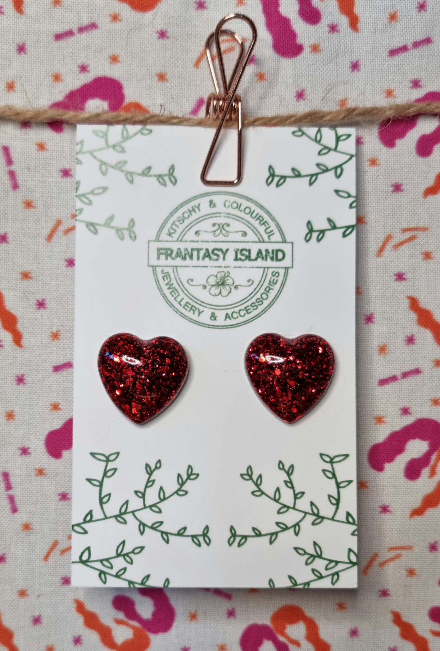 Large Red Heart Dome Studs