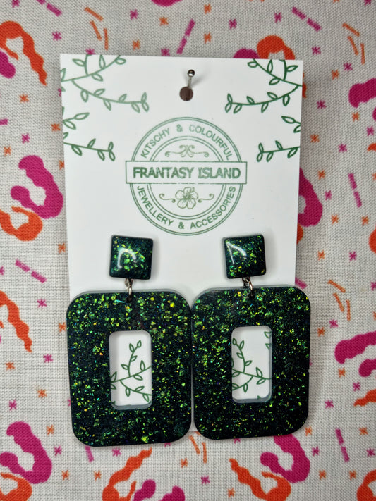 Deepest Green Glitter Rectangles