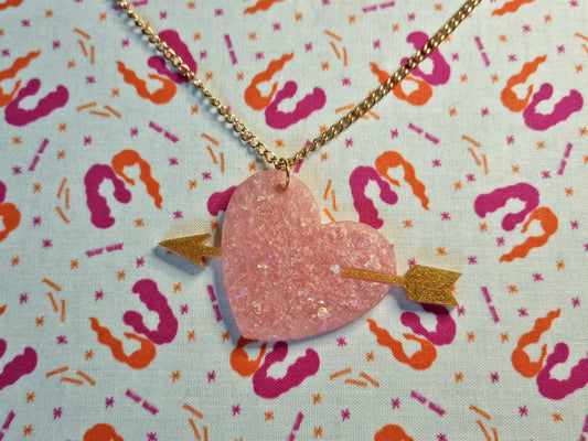 Shot Through the Heart Necklace - Pink