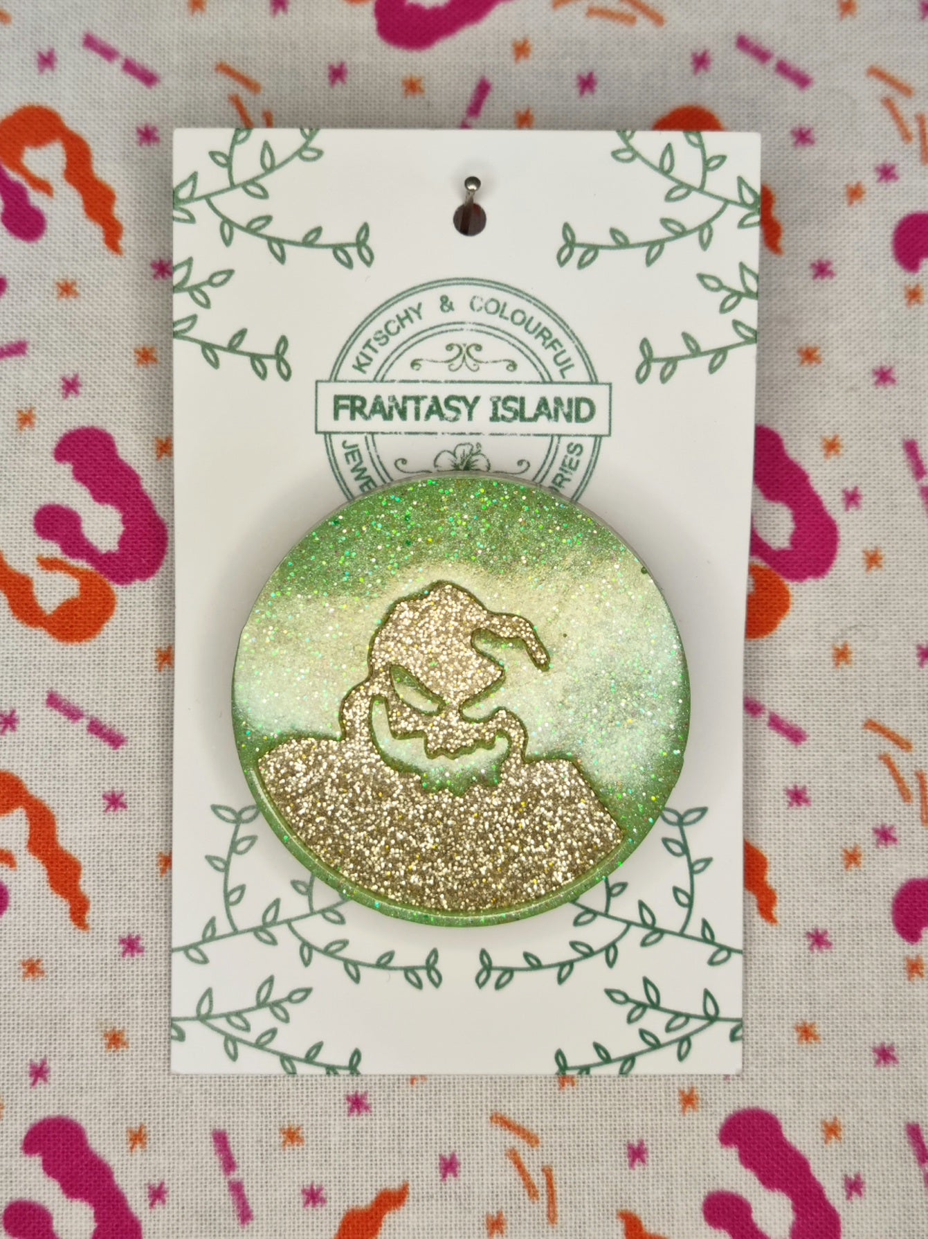 Oogie Boogie Silhouette Brooch - Green & Gold