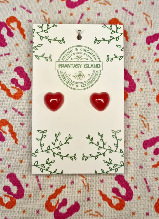 Red Heart Dome Studs