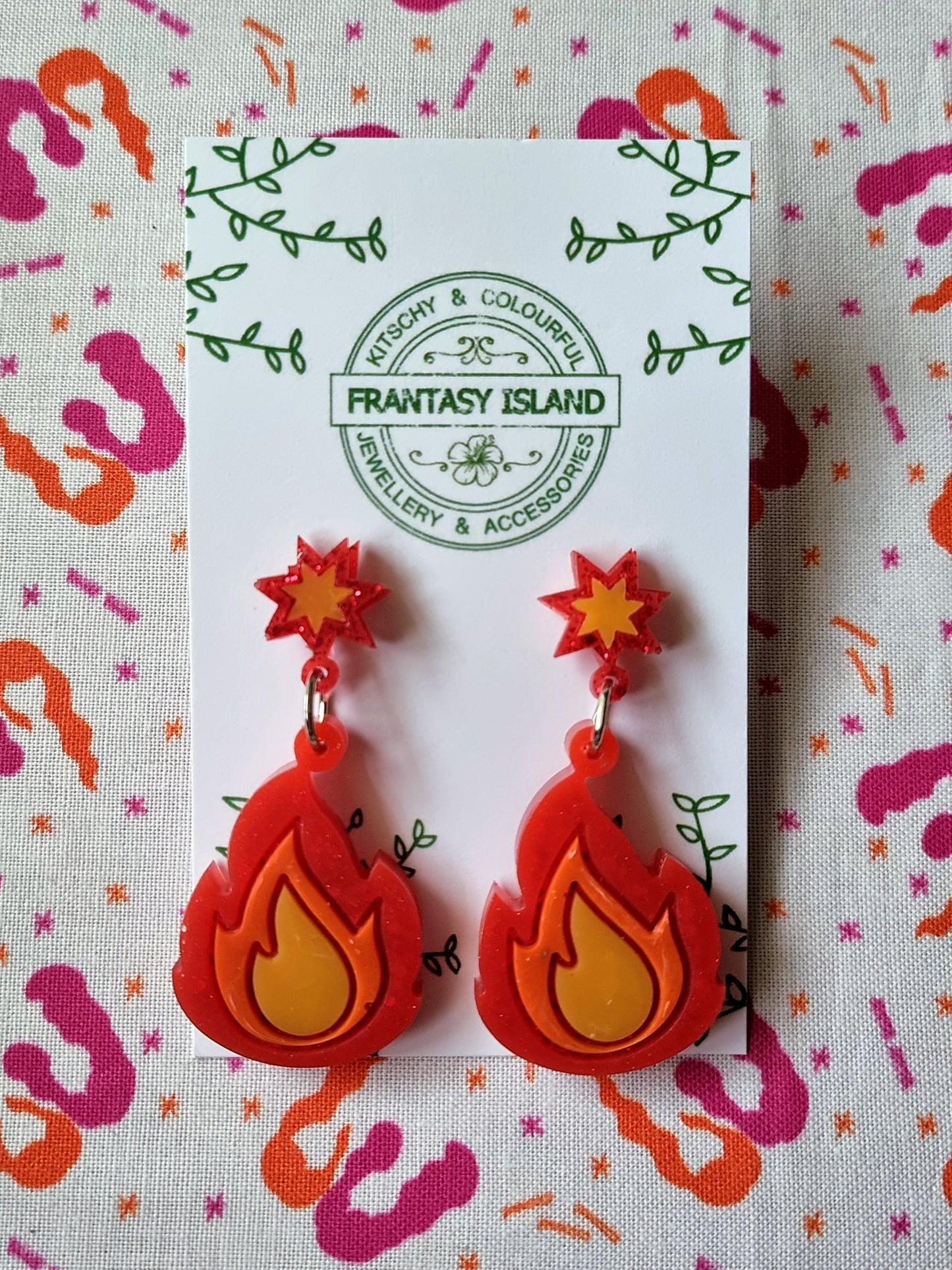 Flame Earrings - Orange