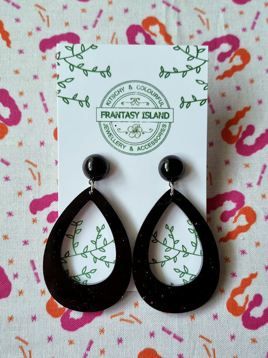 Glossy Black Teardrops