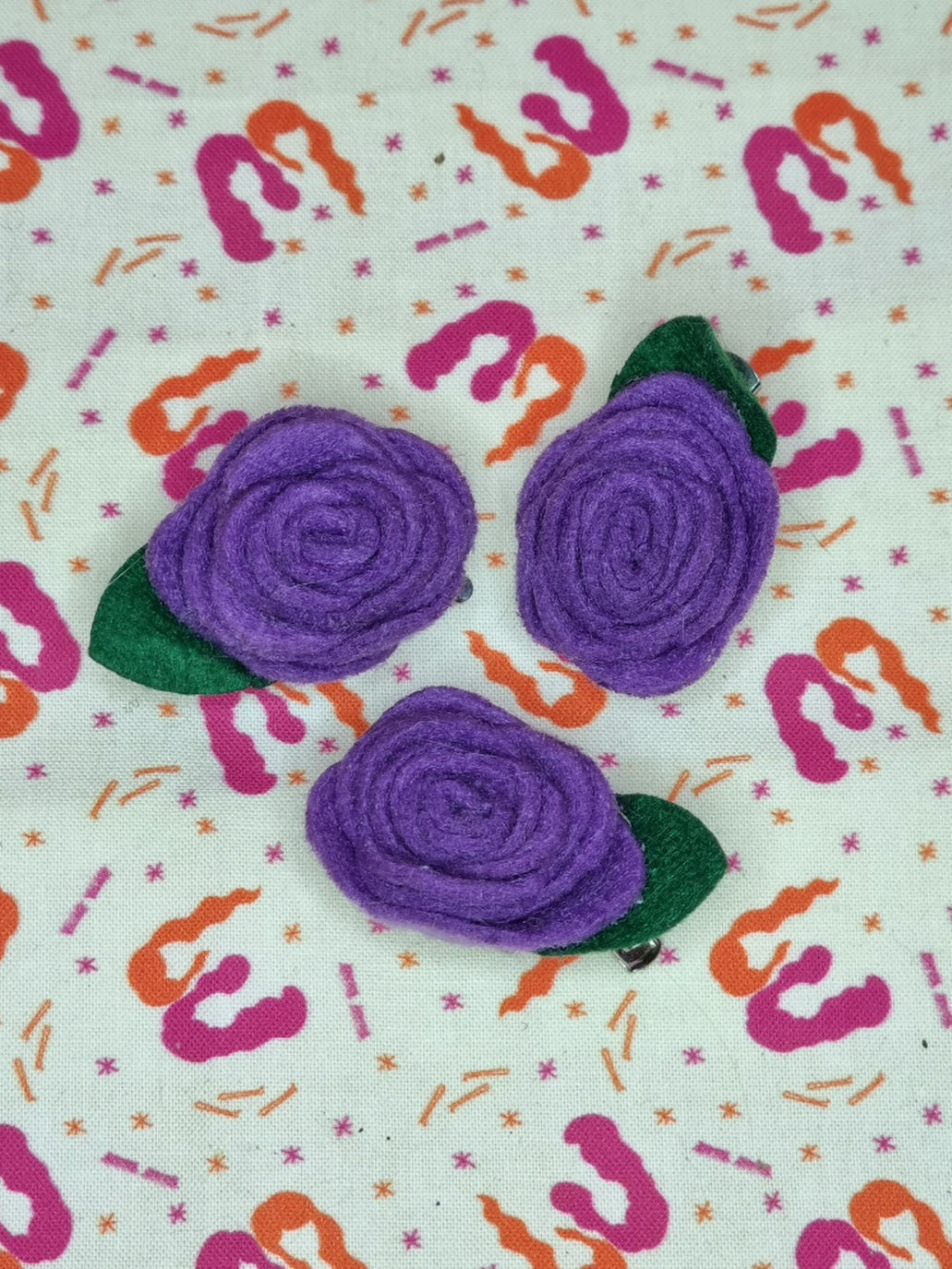 Purple Felt Rose Pin / Hairclip