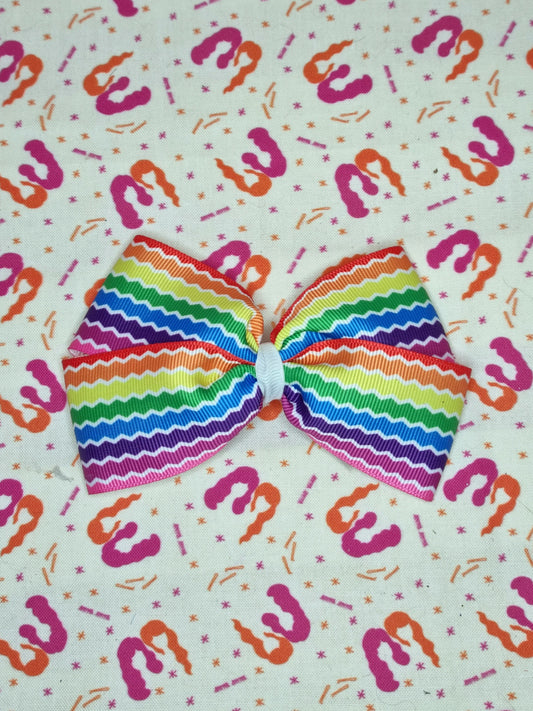 Large Rainbow Stripe Grosgrain Bows