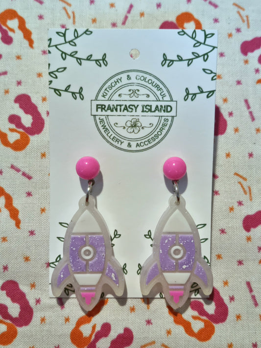 Pastel Rocketship Earrings