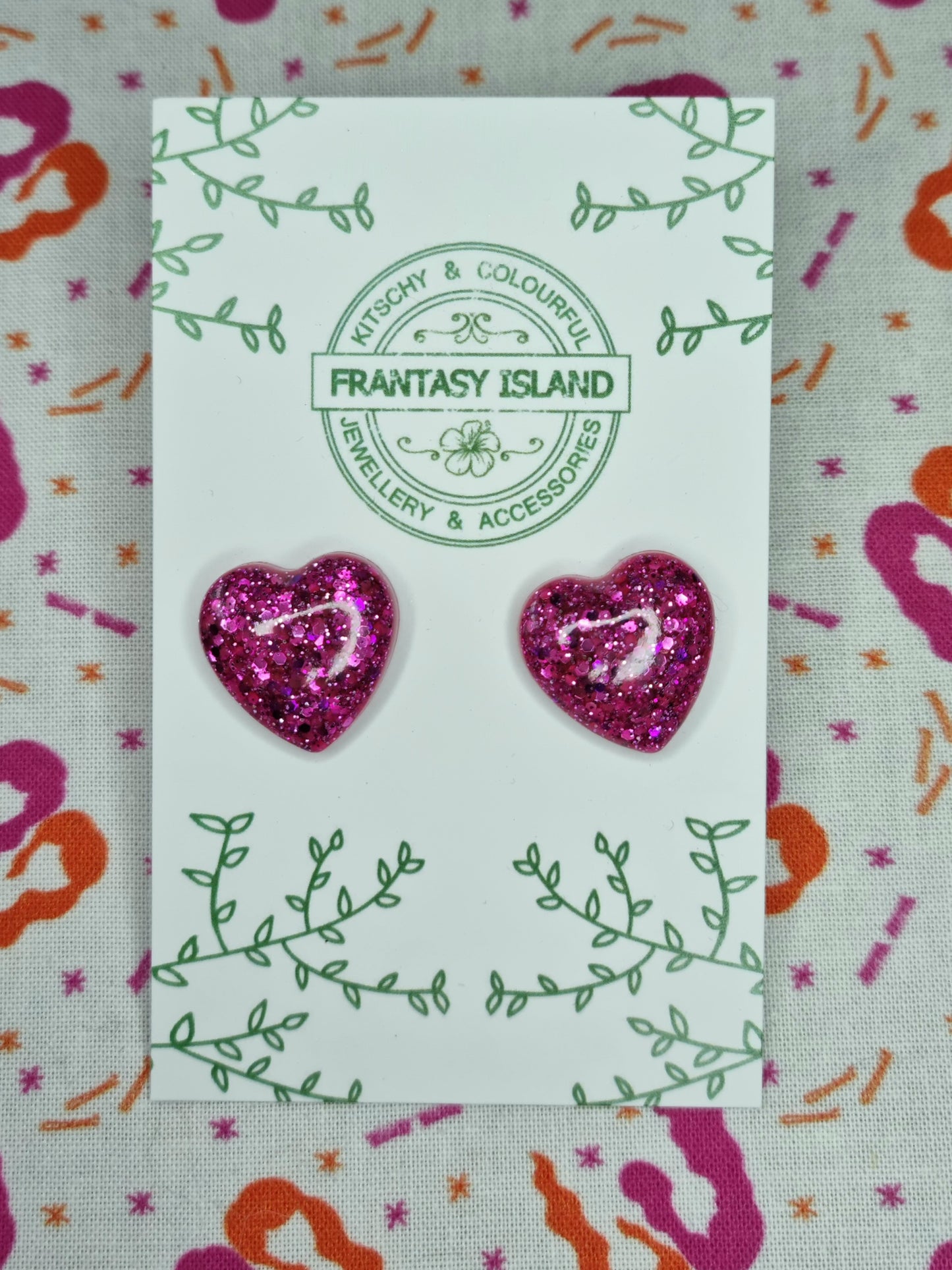 Large Lilac Heart Dome Studs