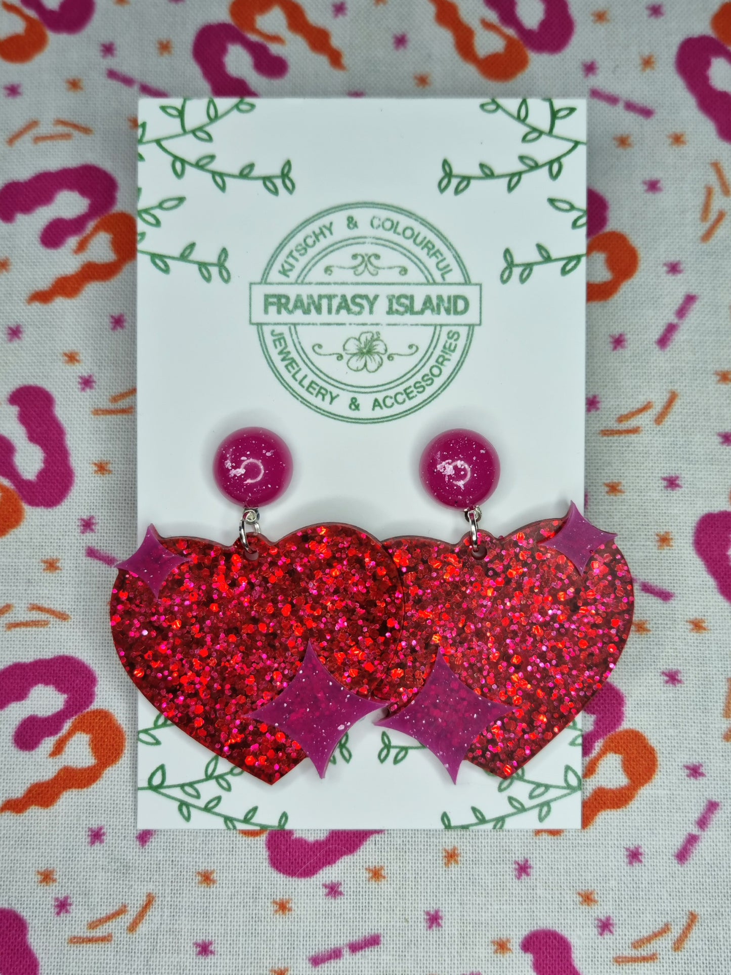 Pink & Red Glitter Hearts
