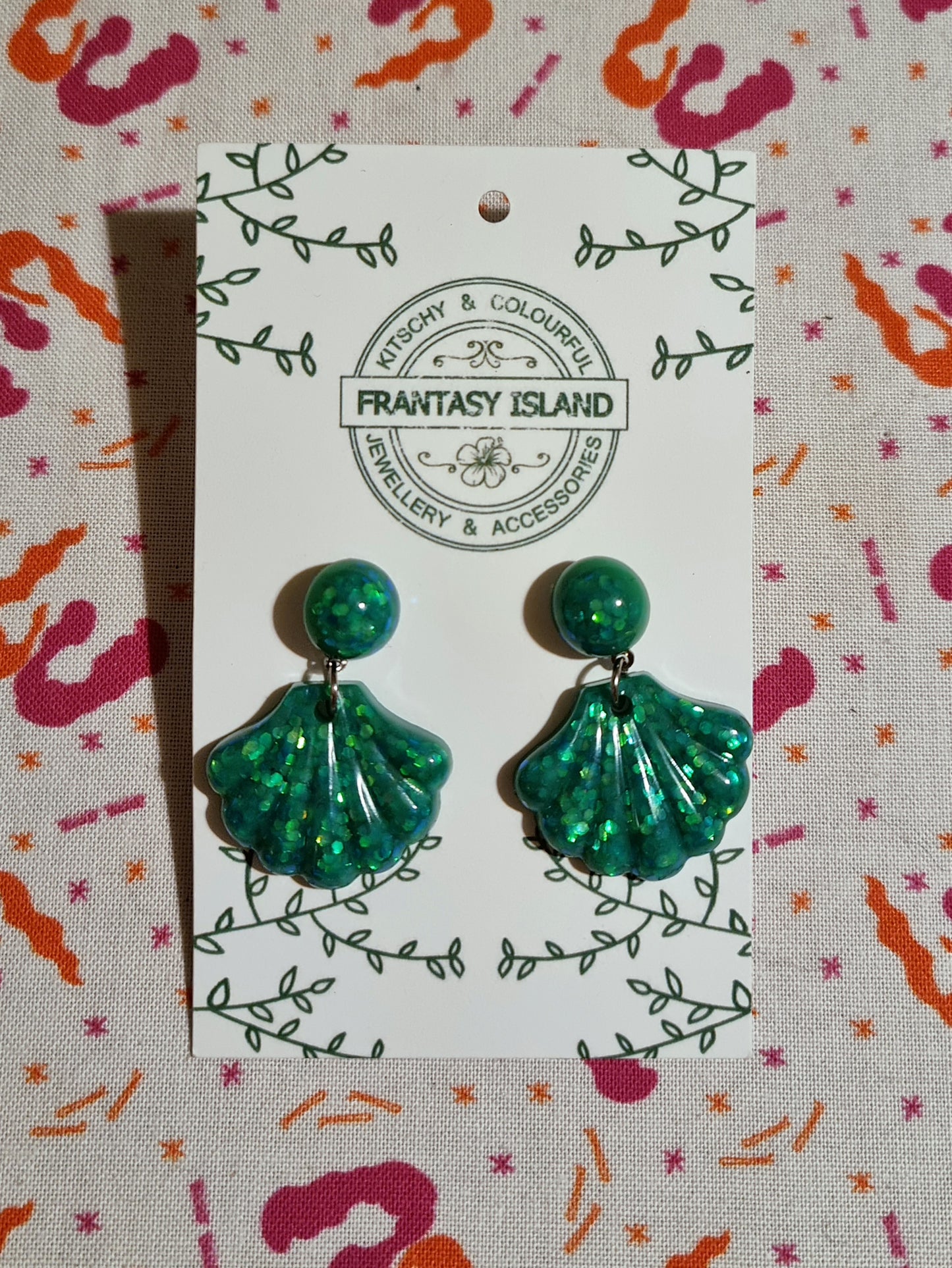 Turquoise Green Baroque Shell Drops