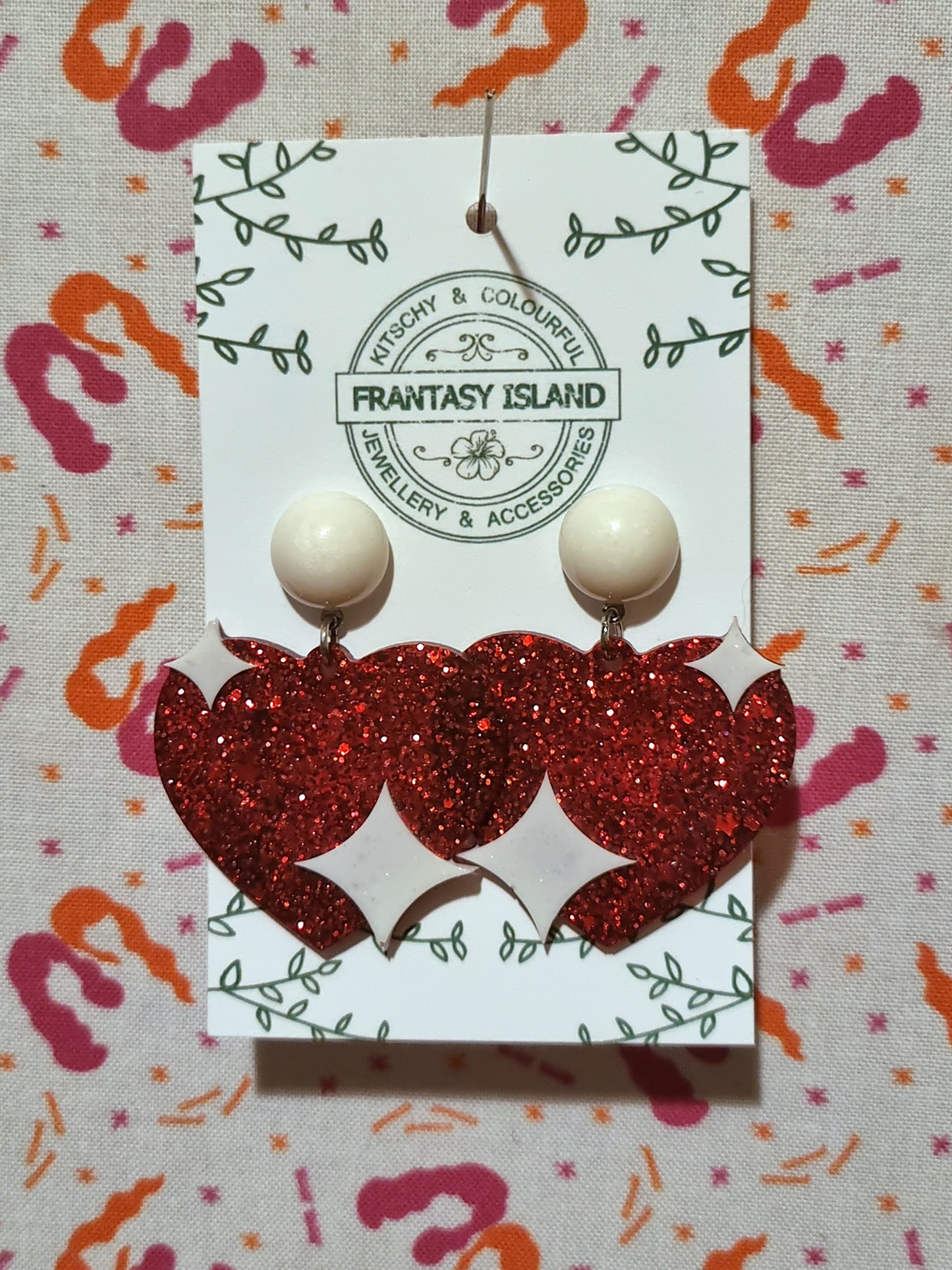 White & Red Glitter Hearts