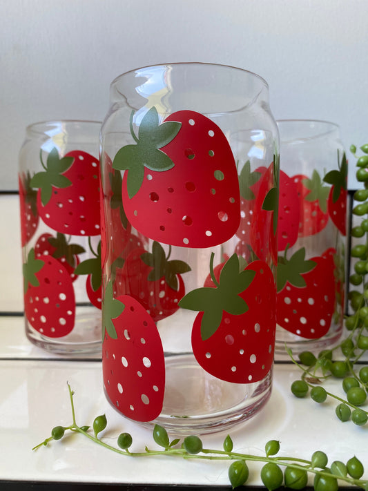 Strawberry - Libby Beer Can Glass